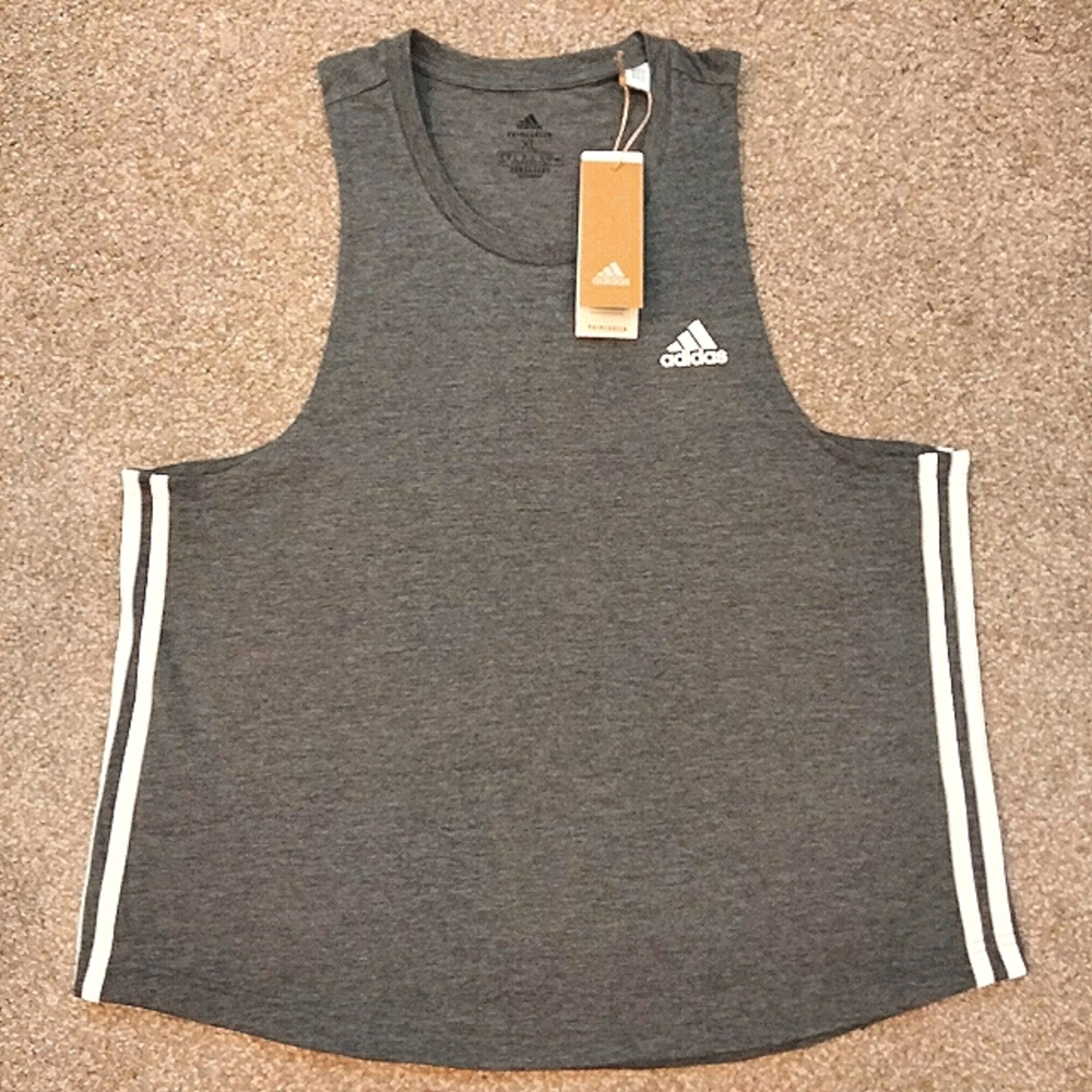NWT Sz XL Adidas Aeroready Primegreen Gray Racerback Tank Top